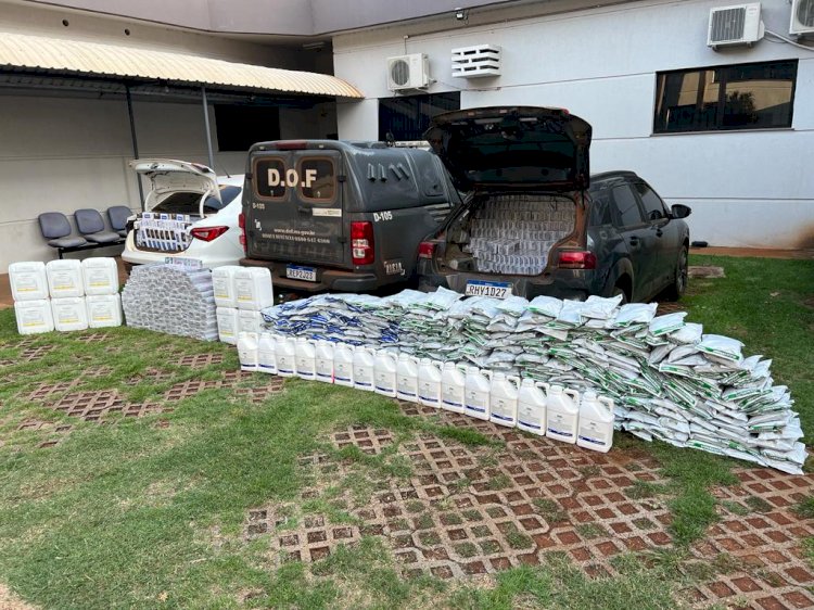 DOF apreende carro roubado com carga de defensivos agrícolas e cigarros do PY