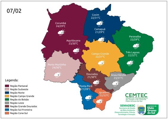 Terça-feira tem previsão de sol, com possibilidade de chuva ao longo do dia