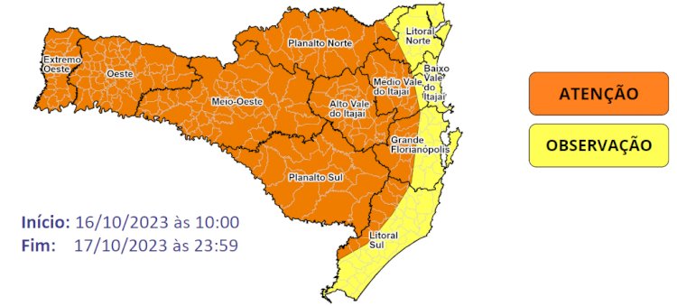 Chuvas em SC: estabiliza o número de municípios afetados e em situação de emergência, mas temporais retornam ao estado nesta segunda-feira